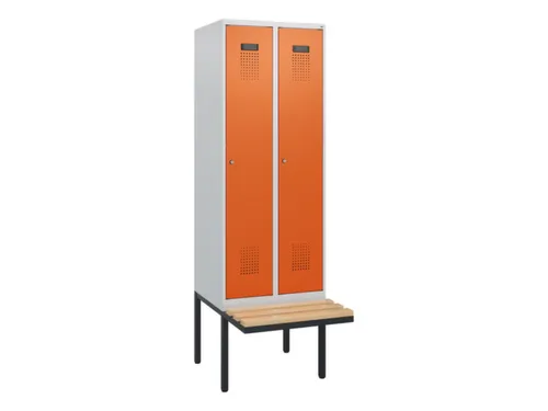 locker met bank,HxBxD 1950x600x815mm,2vak,vak B 300mm,cilinderslot