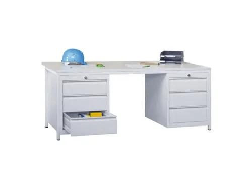 Werkplaatsbureau Bxdxh 1700x800x720mm 6laden Ral7035 Front Ral7035