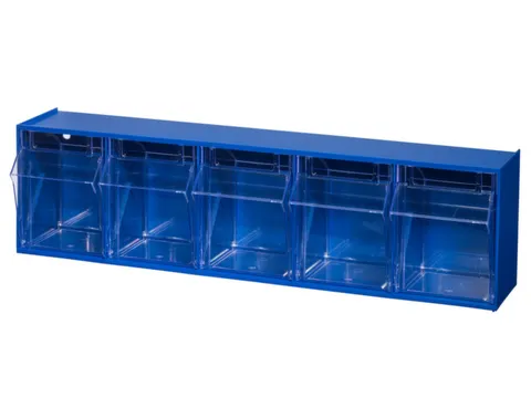 Assortimentsbak Hxbxd 165x600x135mm 5bakken Polystyreen Blauw