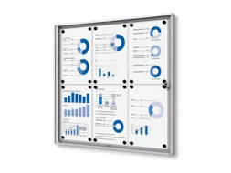 Vitrinekast Mededelingenbord Indoor Economy 6xA4 Zilver