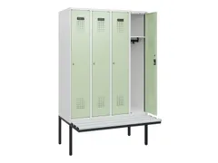 locker met bank,HxBxD 1950x1200x815mm,4vak,vak B 300mm,cilinderslot