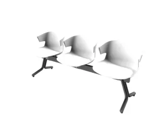 Wachtkamerbank 3Zittingen Kunststof Kuipen Wit Frame Antraciet - 1