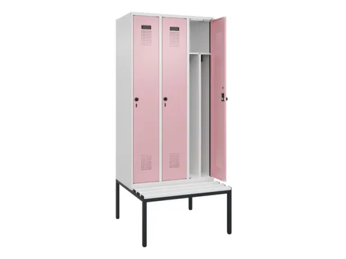 locker met bank,voor scheiding van kleding,HxBxD 2120x900x815mm,3vak