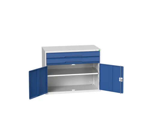 ladekast HxBxD 800x1050x550mm 2laden 2deuren RAL7035 front RAL5010