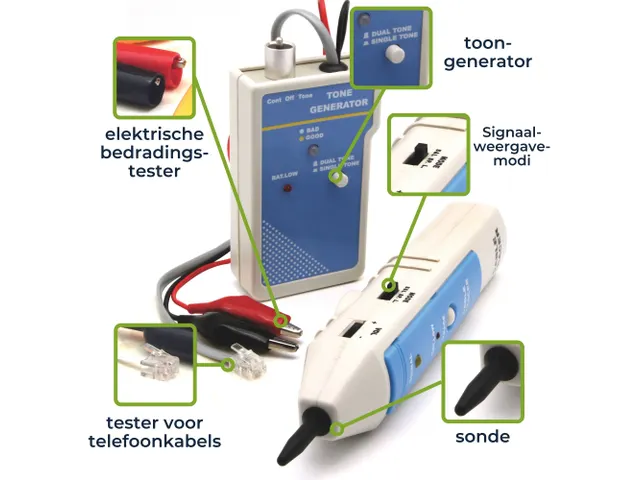 Kabelzoeker / netwerkkabeltester voor LAN, RJ45, RJ11, RJ12