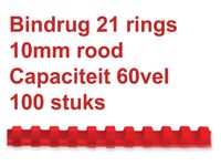Bindrug Fellowes 10mm 21-rings A4 rood 100stuks