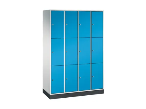 lockerkast,RAL 7035/RAL 5012,HxBxD 1950x1220x500mm,4x3vakken,cil.-slot