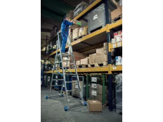 telescoop-platformladder,bordes HxBxD 1550-2100x500x450mm,aluminium - 5