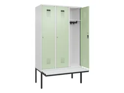 locker met bank,HxBxD 2120x1200x815mm,3vak,vak B 400mm,cilinderslot