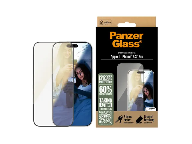 PanzerGlass EyeCARE Screen Protector iPhone 16 Pro | Ultra-Wide