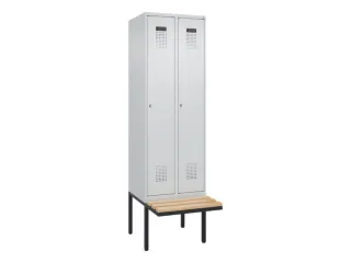 locker met bank,HxBxD 2120x600x815mm,2vak,vak B 300mm,cilinderslot - 2