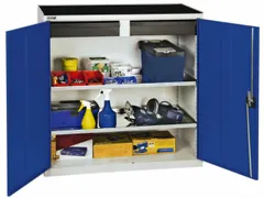 Materiaalkast 1000x1000x500mm 2legborden Uitschuifbaar 2laden Ral5010