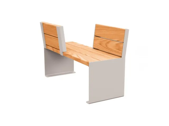 Banc opposé extérieur assise H450mm 3 lattes chêne clair/RAL7044