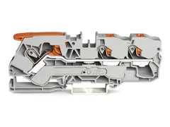 3-Draads Doorgangsklemmenblok Met Hendel En Drukknop 10Mm², Grijs