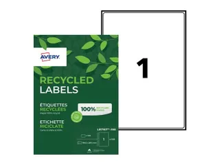 Etiket Avery LR7167-100 199.6x289.1mm recycled Wit 100 stuks - 1