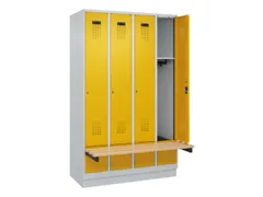locker met bank,HxBxD 1950x1200x815mm,4vak,vak B 300mm,cilinderslot