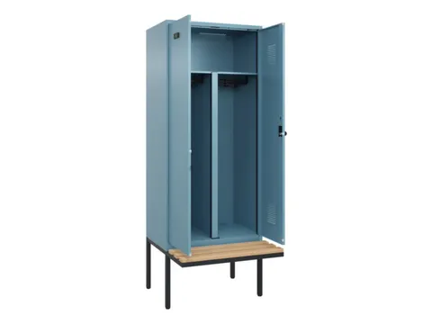 PBM-locker met bank,HxBxD 2120x800x815mm,2vak,vak B 400mm,draaigrendel