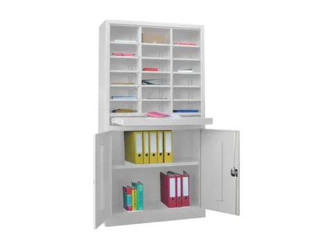 Postsorteerkast Met Deuren 1950x1000x400mm 3x6 Ral7035 Front Ral7035