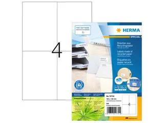 HERMA 10734 Etiketten gerecycled papier A4 105x148mm Wit 320 stuks - 1