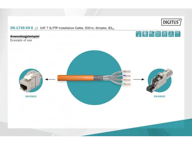 CAT 7 S-FTP installatiekabel 1200MHz B2ca AWG 23/1 500m ring Sx oranje