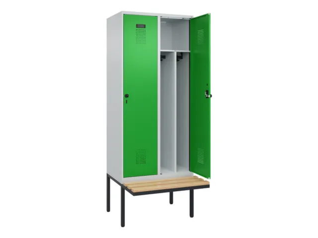 locker met bank,voor scheiding van kleding,HxBxD 2120x800x815mm,2vak