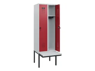 locker met bank,HxBxD 1950x600x815mm,2vak,vak B 300mm,draaigrendel - 1