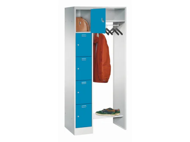 personeelsgarderobe cil.slot 1950x750x500mm 1x5 vakken 300mm RAL5012