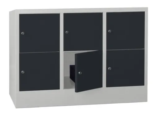 lockerkast,HxBxD 855x1200x500mm,3x2vakken,RAL7035,front RAL7016