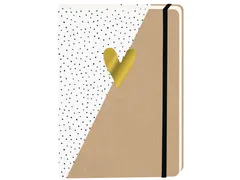 Notitieboek kraft gouden hart A5 lijn 92 pagina's softcover