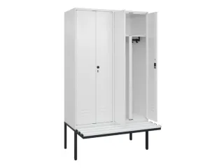 PBM-locker met bank,HxBxD 2120x1200x815mm,4vak,vak B 300mm,cil.-slot - 2
