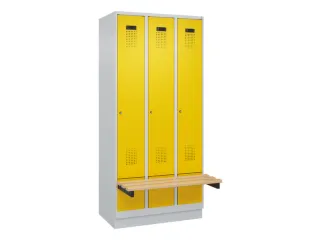 locker met bank,HxBxD 1950x900x815mm,3vak,vak B 300mm,cilinderslot - 2