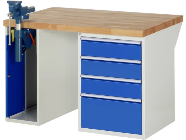 werkbank,HxBxD 890x1250x900mm,beukblad,draagverm. 750kg,2containers