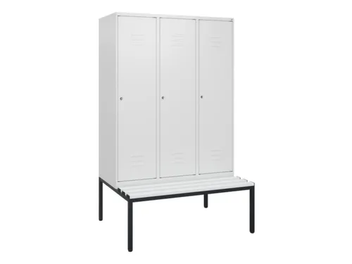 locker met bank,HxBxD 1950x1200x815mm,3vak,vak B 400mm,cil.-slot