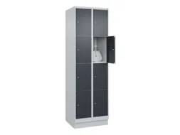 lockerkast,HxBxD 1950x600x500mm,2x4vakken,vak B 300mm,cil.-slot,sokkel