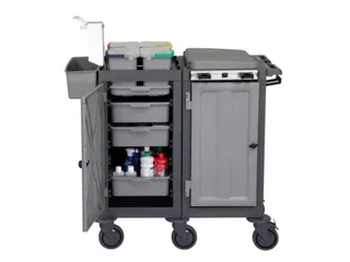 Reinigingswagen,2Kasten,2-4Zakhouders,4X6L Emmer,3Xopvanglegborden - 3