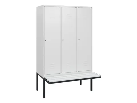 locker met bank,HxBxD 1950x1200x815mm,3vak,vak B 400mm,cil.-slot