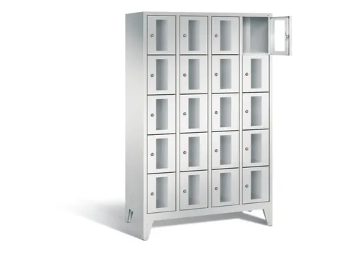 Lockerkast 1850x1190x500mm 4x5 vakken Cilinderslot Poten, RAL7035