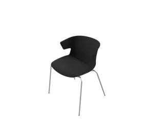 Bezoekersstoel Kunststof Kuip Zwart Frame Met 4Poten Aluminium - 1