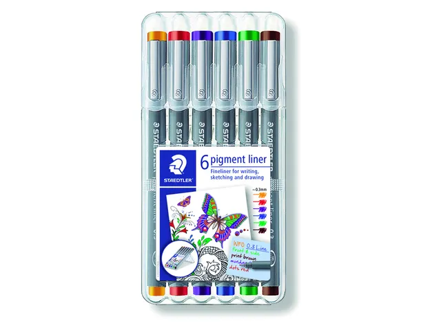 Fineliner Staedtler Pigment 308 0.3mm set à 6st assorti