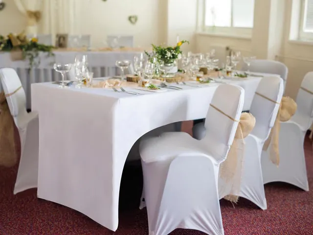 Hoes Voor Rechthoekige Tafel - Boogvormig - WIT