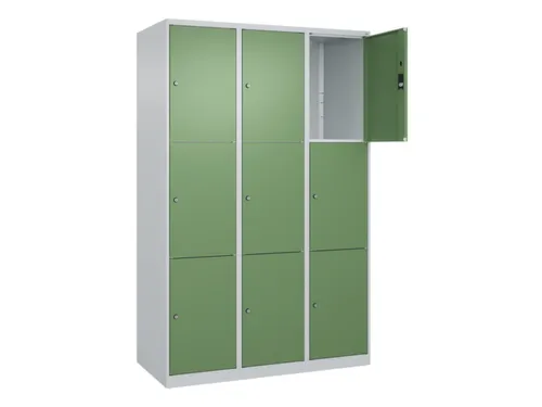 lockerkast,HxBxD 1850x1200x500mm,3x3vakken,vak B 400mm,cil.-slot
