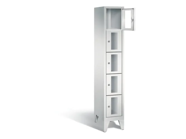 Lockerkast 1850x320x500mm 1x5 vakken Cilinderslot Poten, RAL7035