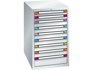 ladekast,HxBxD 1000x605x695mm,9lade(n),cil.-slot,RAL7035,front RAL7035 - 2