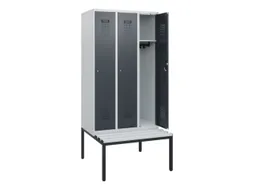 locker met bank,HxBxD 1950x900x815mm,3vak,vak B 300mm,cilinderslot
