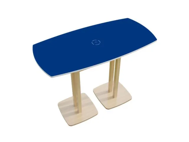 Tonvormige statafel Woody 110x114x75cm Blauw Natuur 2 schotelvoeten