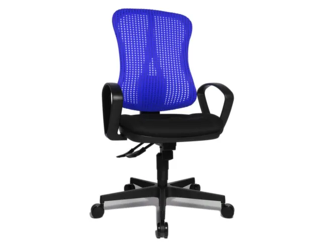 Siège Bureau Pivotant Assise Noir Dossier Maille Bleu