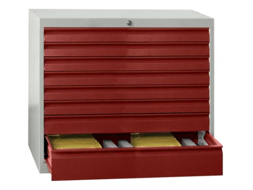 ladekast,HxBxD 600x1023x600mm,5lade(n),cil.-slot,RAL7035,front RAL3000