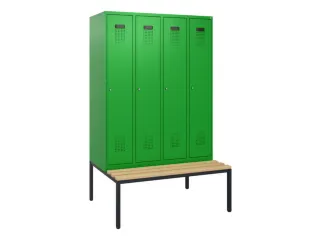 locker met bank,HxBxD 1950x1200x815mm,4vak,vak B 300mm,cilinderslot - 2