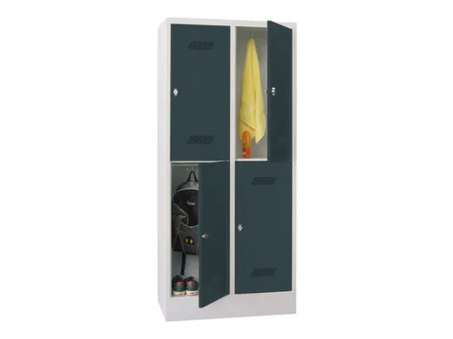 dubbeldekse locker,HxBxD 1850x800x500mm,2x2vak.,RAL7035,front RAL7016