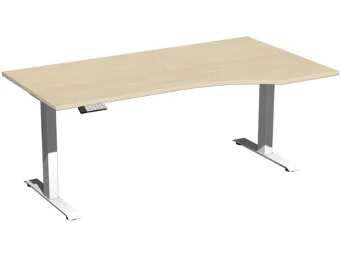 In hoogte verstelbaar bureau in vrije vorm,HxBxD 630-1280x1800x1000mm